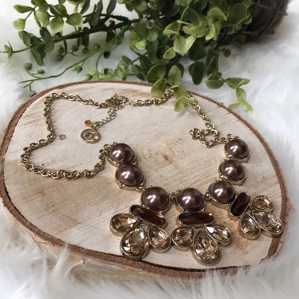 🌸Gold, mocha, and amber tone statement necklace